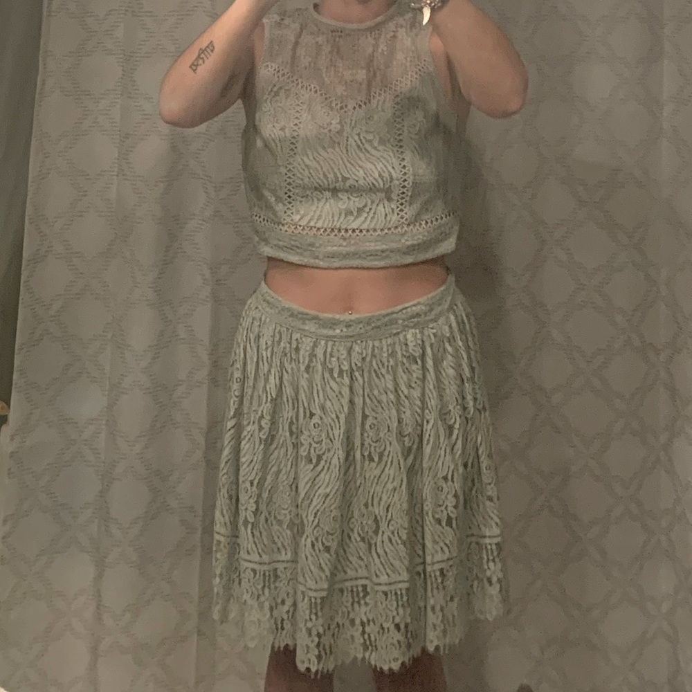 Mint green lace two-piece